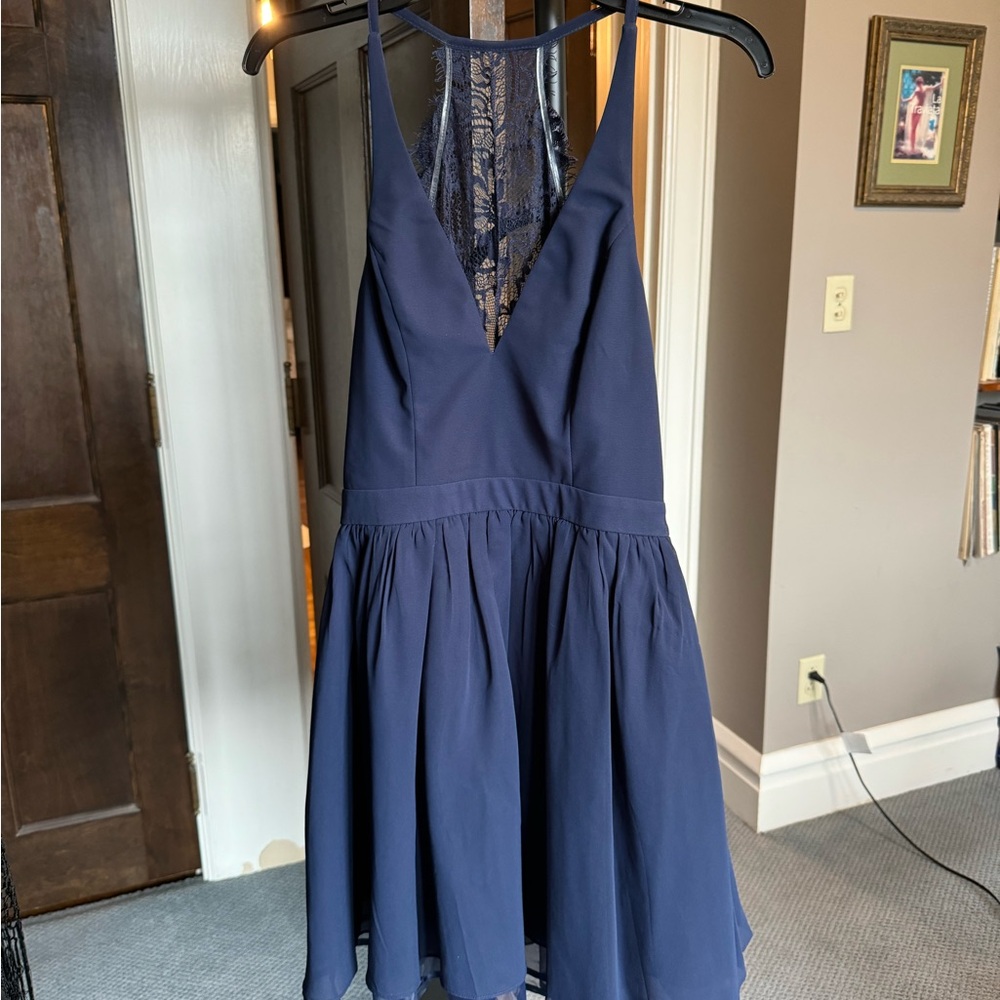 Ladies’ Maniju Navy Blue Lace-Back Dress